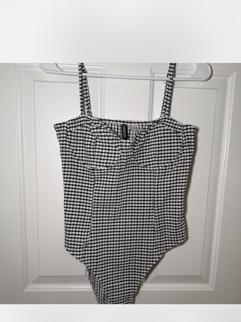 H & M Divided Black & White Gingham Bustier Bodysuit